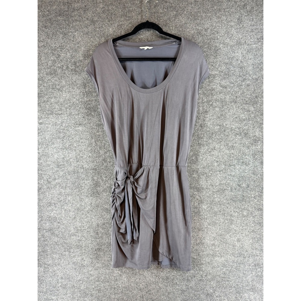 Heartloom Gray Side Tie Knot Draped Jersey Mini Dress Medium Scoop Neck